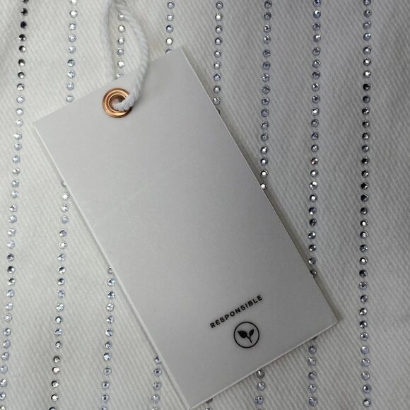 Good American Women's Sparkle-Lined Good Ease Relaxed Jeans White Size 27 | NWT - Picture 5 of 10